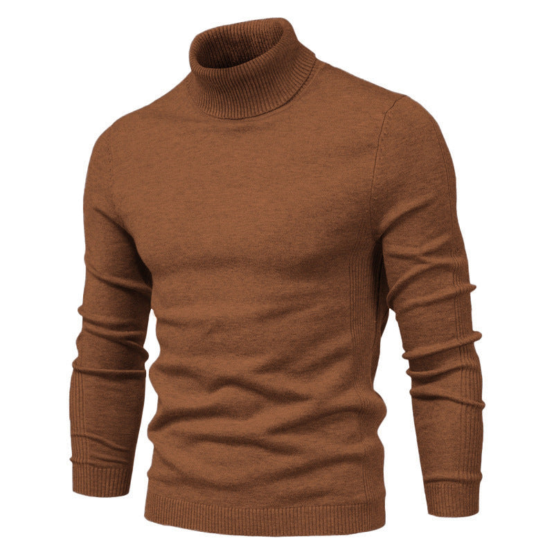 Men - Turtleneck Jumper - Cozy Knit - Stylish Khaki for Fall & Winter Fashion