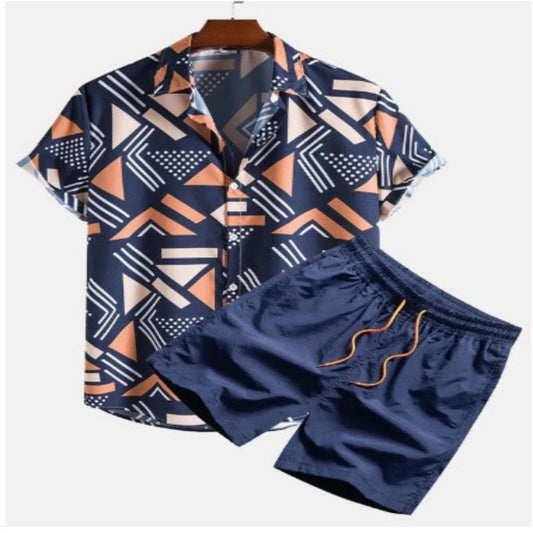 Aztec Geometric Print Shirt & Swim Shorts