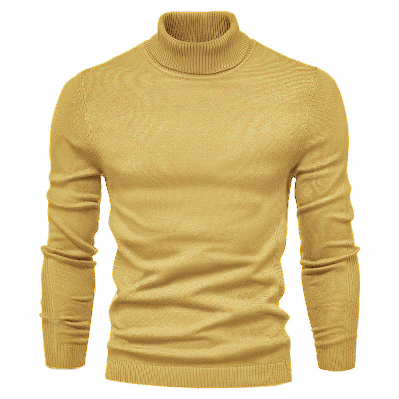 Men - Turtleneck Jumper - Cozy Knit - Stylish Khaki for Fall & Winter Fashion