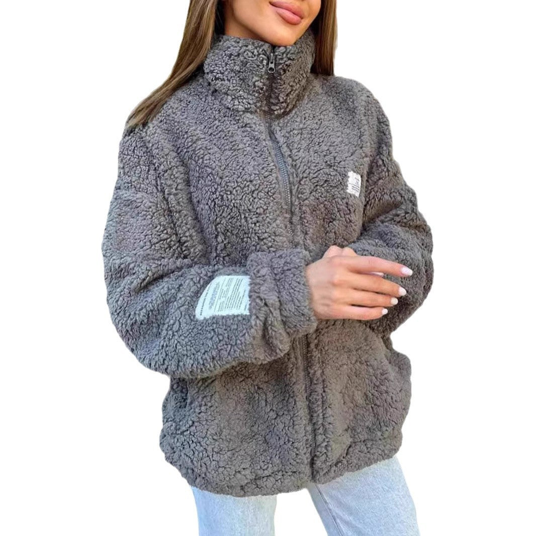 Women's - Plush Jacket - Fashionable with Pockets - Cosy and Stylish Outerwear