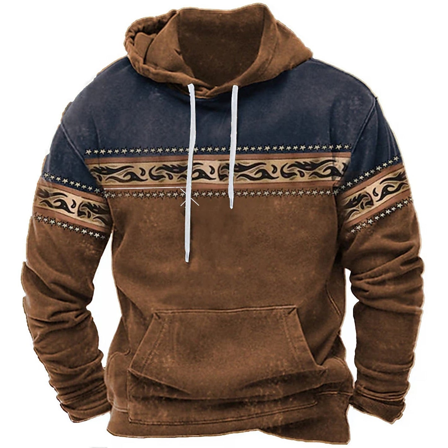 Vintage graphic print loose hoodies for men