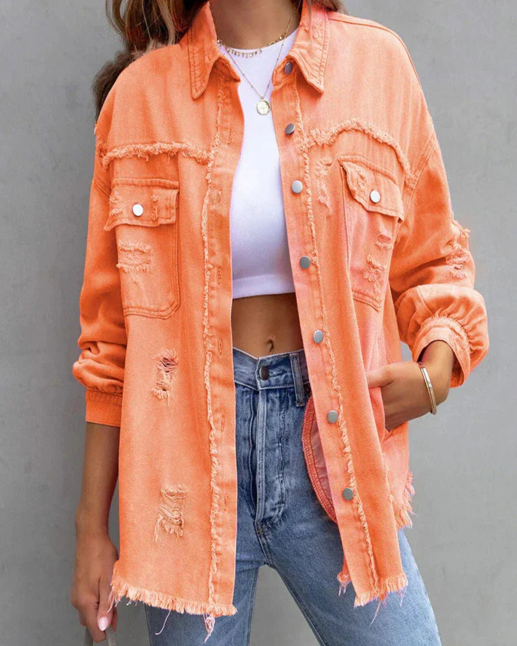 Ripped denim jacket