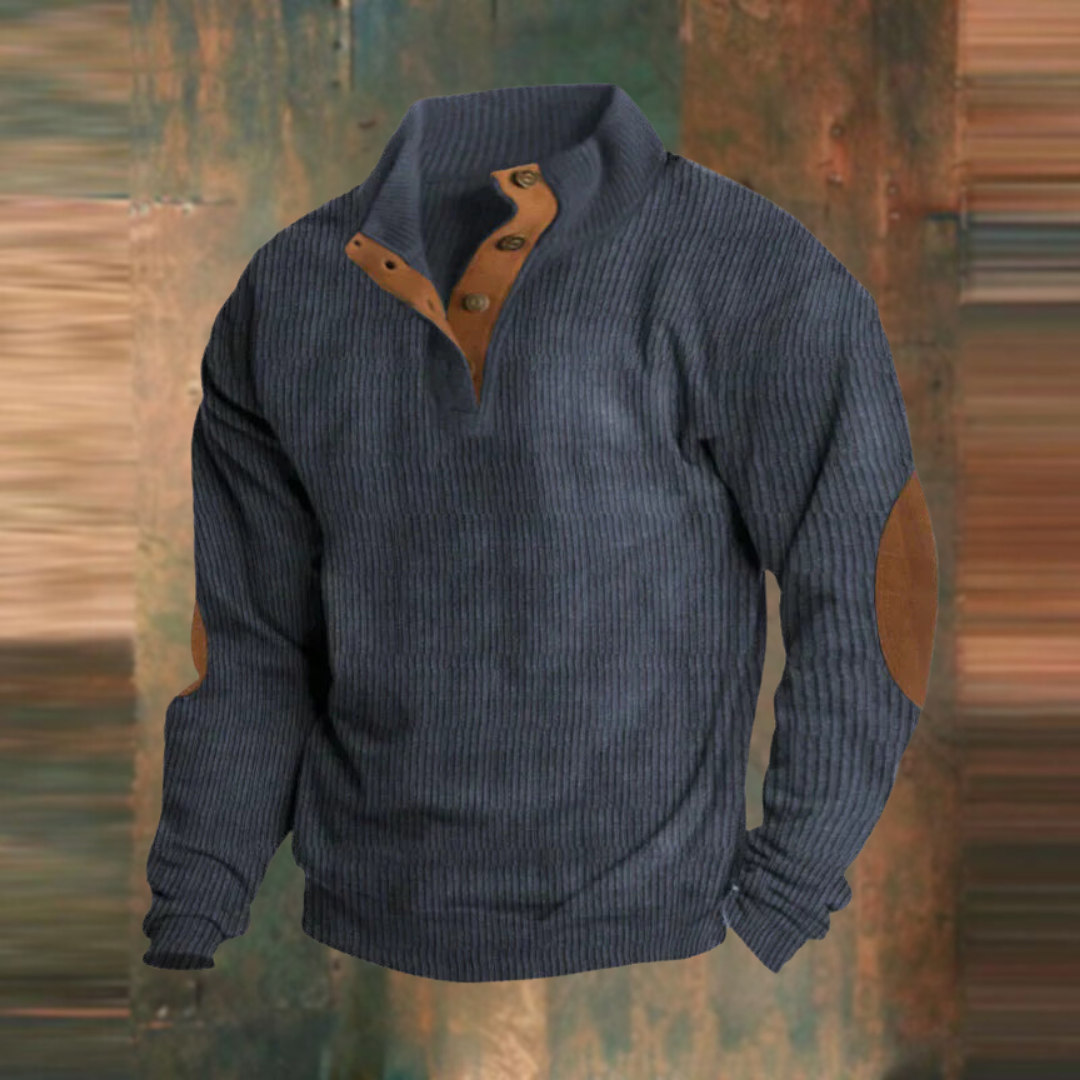 Quarter button placket sweater