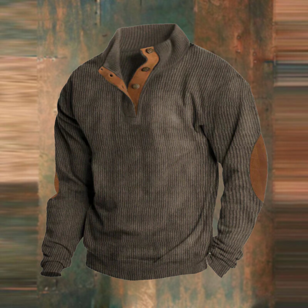 Quarter button placket sweater