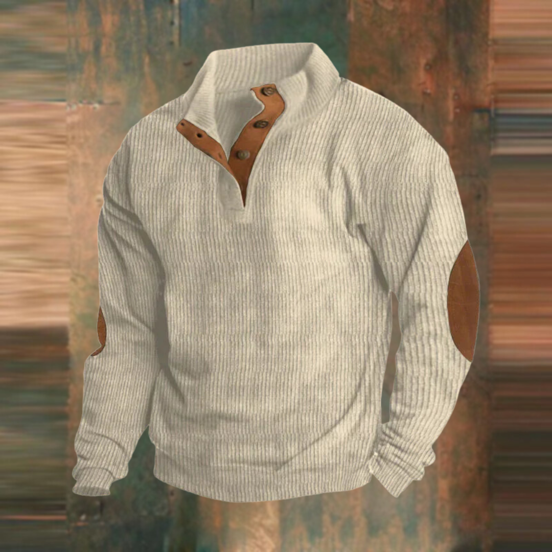 Quarter button placket sweater