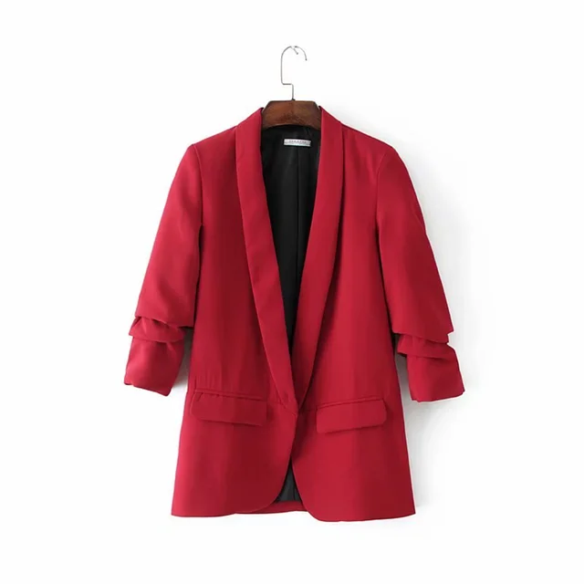 Ladies blazer with ruched sleeves