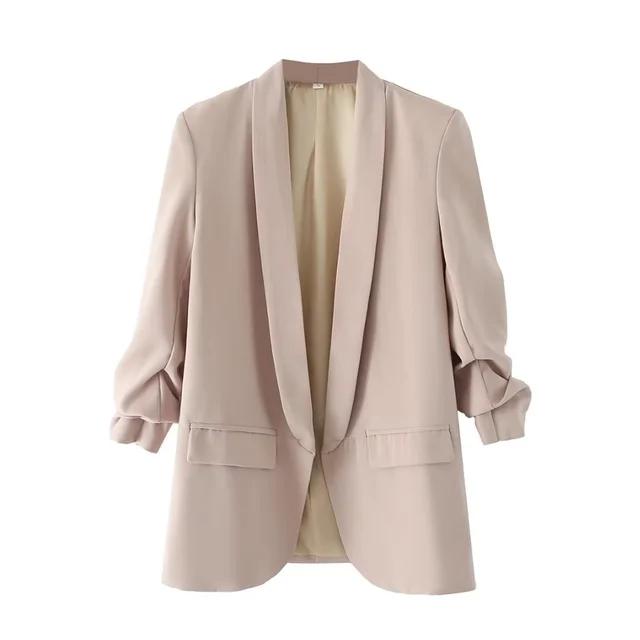 Ladies blazer with ruched sleeves