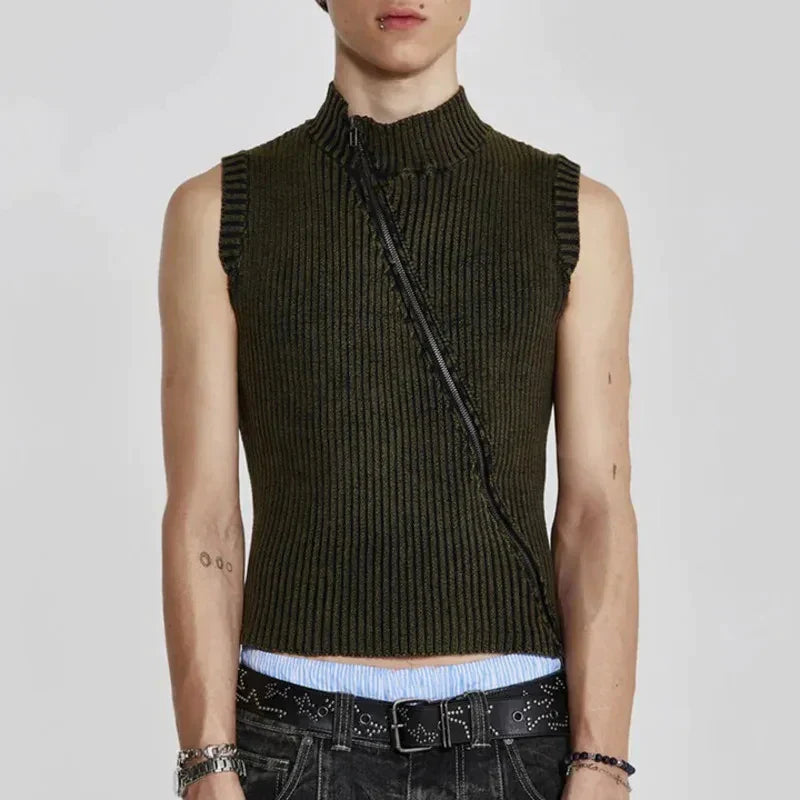 Turtleneck waistcoat with zip