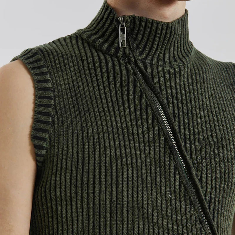 Turtleneck waistcoat with zip