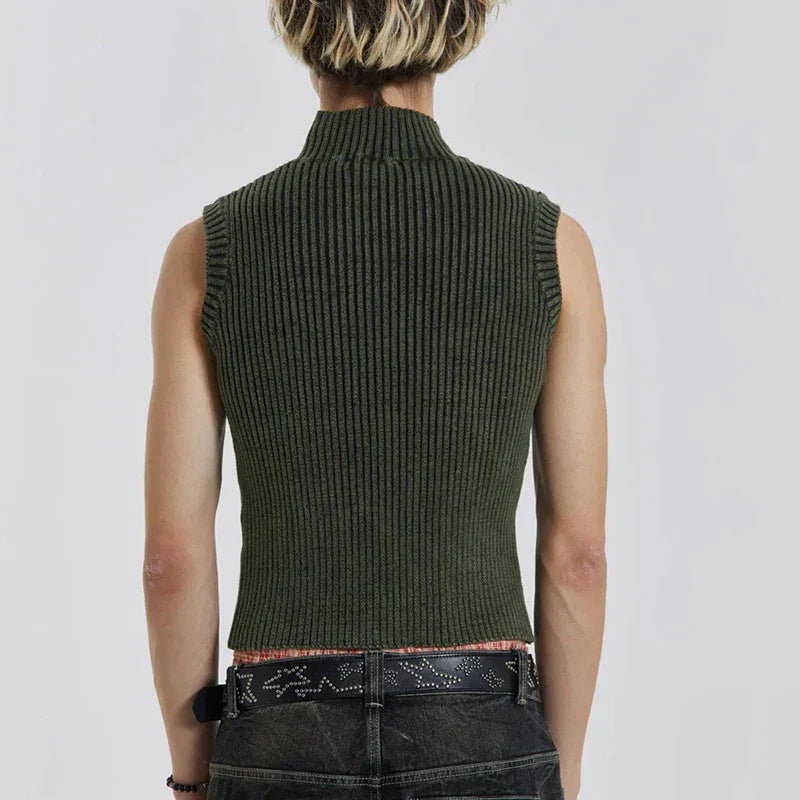 Turtleneck waistcoat with zip