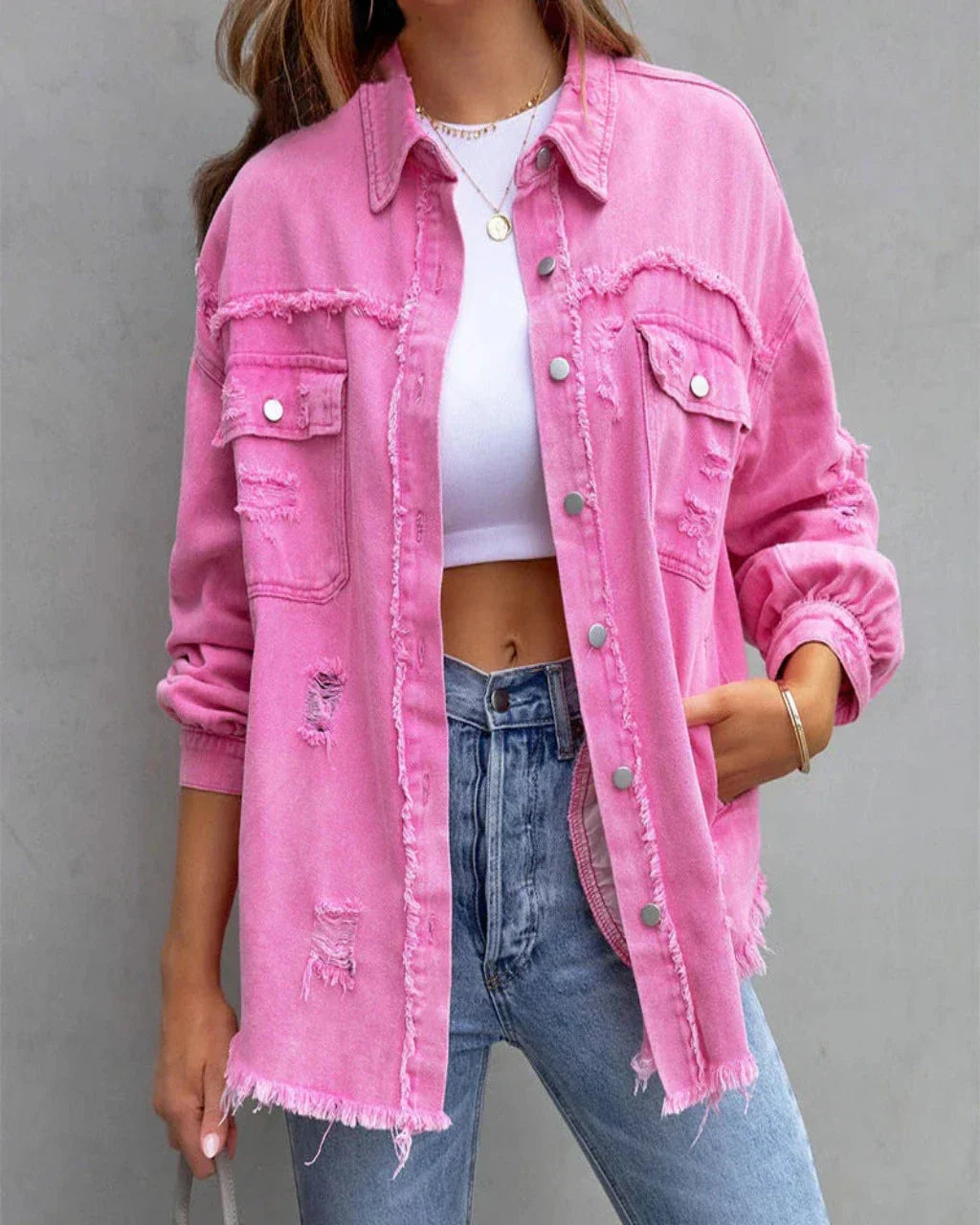 Ripped denim jacket