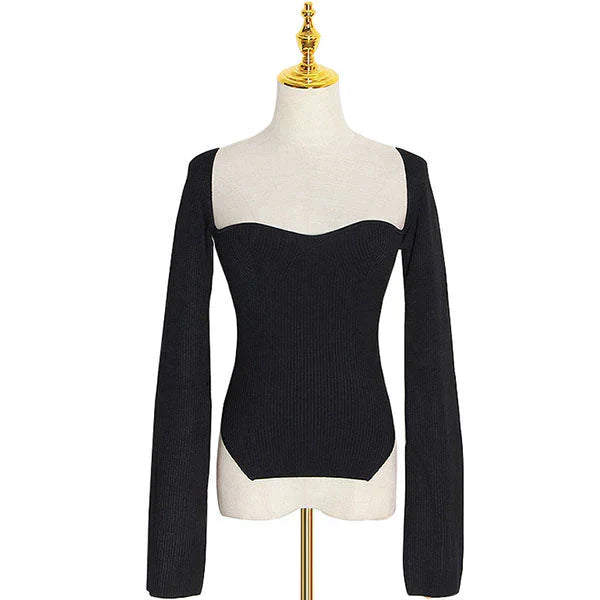 Knitted Sweater With Square Neckline