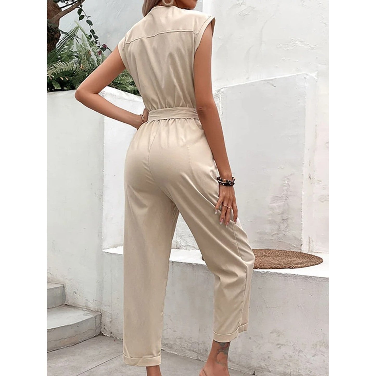 Jumpsuit With V-Neck and Waistband