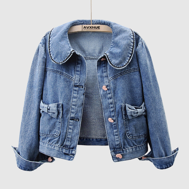 Women's Denim Jacket - Classic Blue Jean - Stylish Casual Outerwear - Trendy Fashion Must-Have