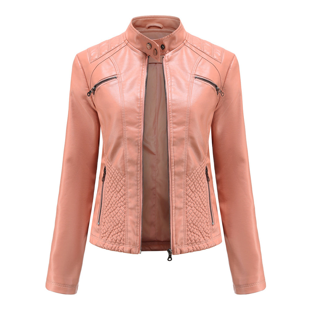 Leather biker jacket for spring