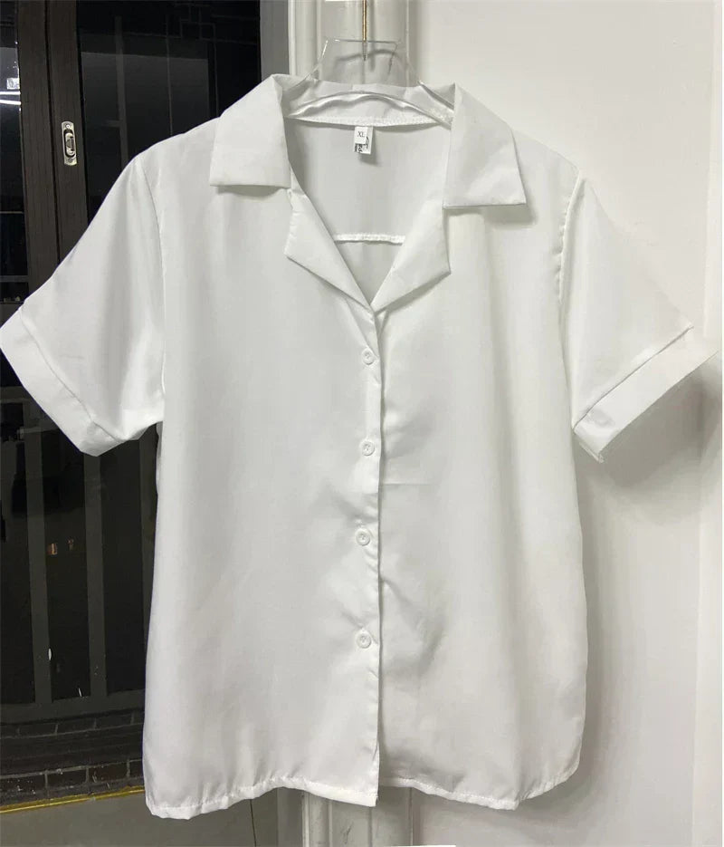 Korean style summer blouse with short sleeves