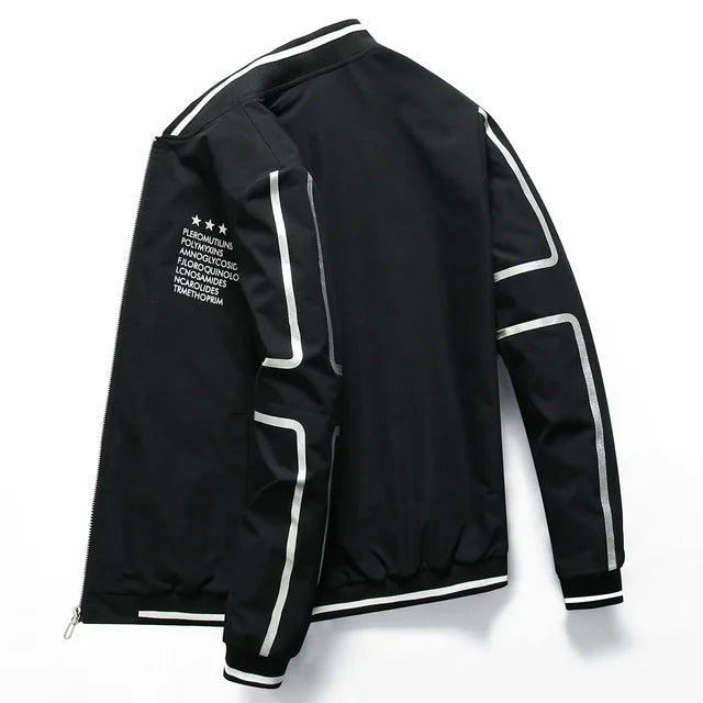 Classic varsity jacket with striped trim