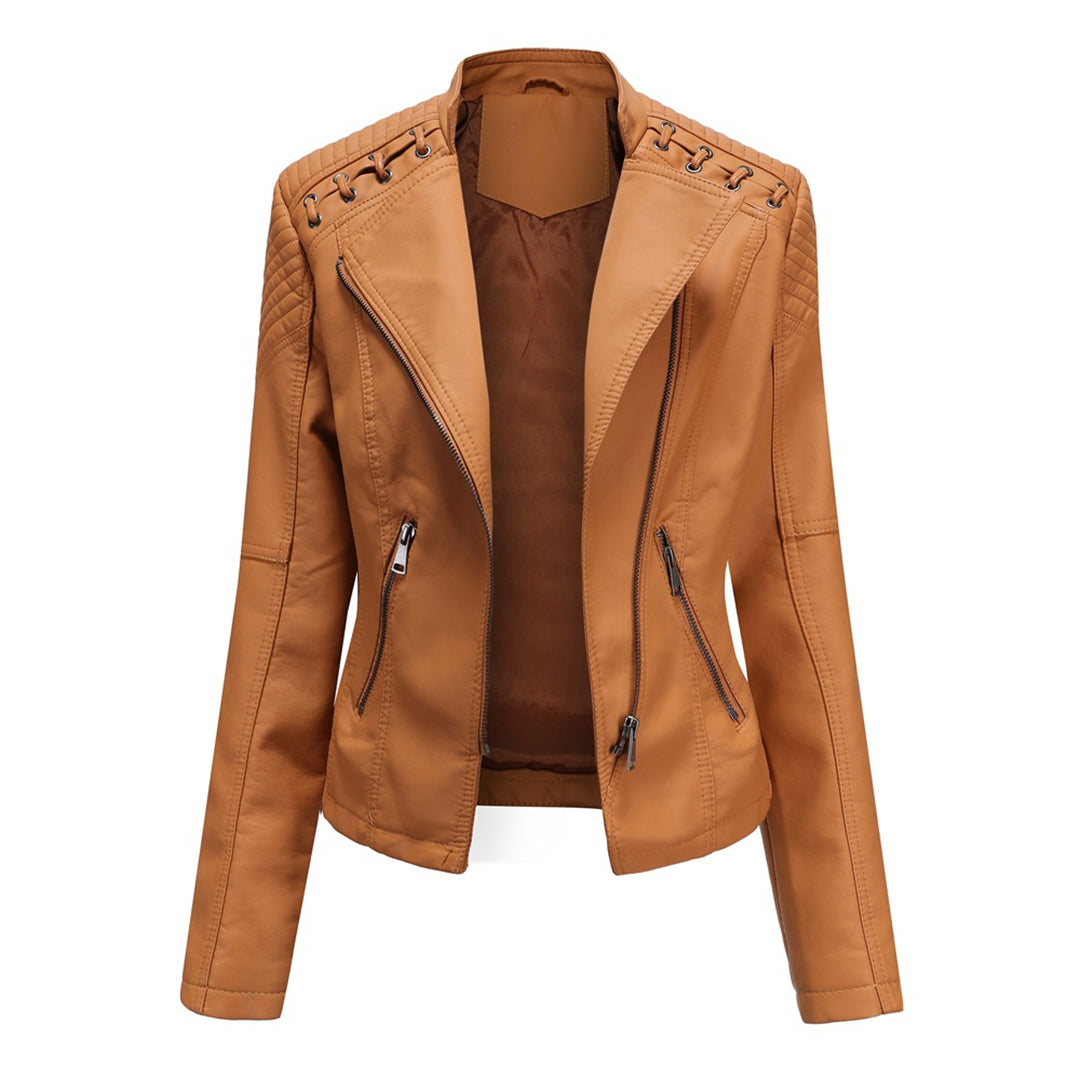 Zip Elegance - Stylish leather jacket with zip