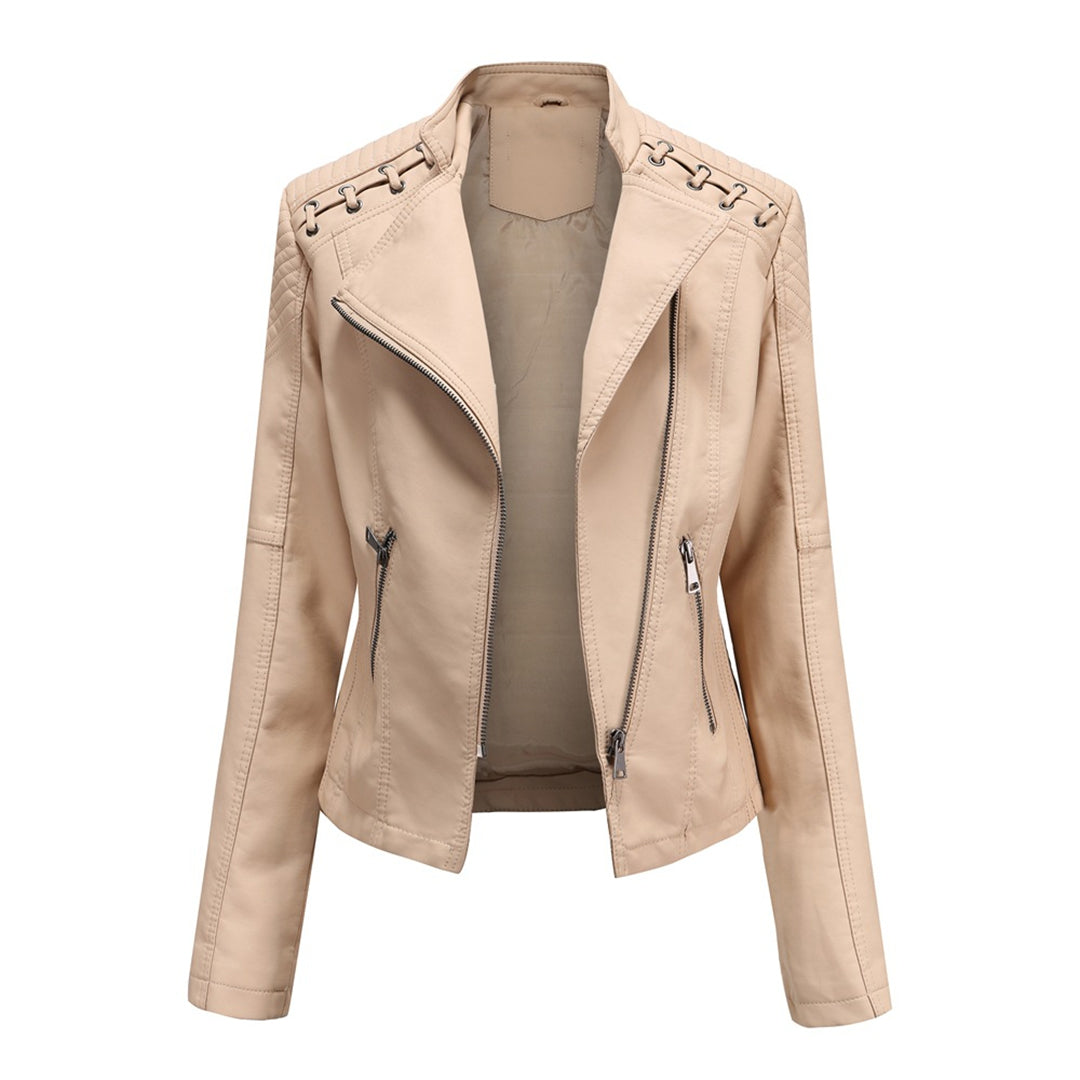 Zip Elegance - Stylish leather jacket with zip