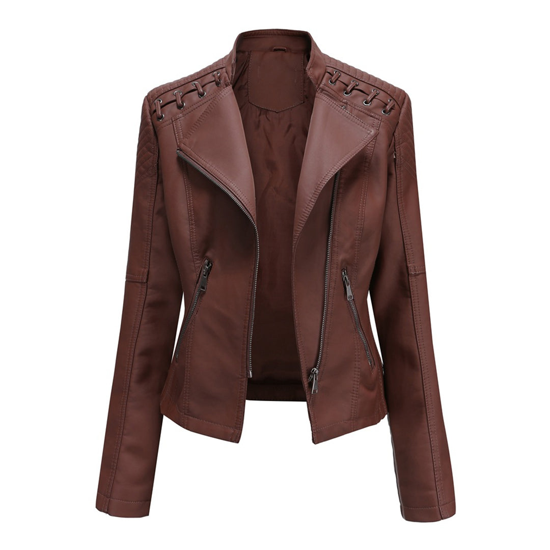 Zip Elegance - Stylish leather jacket with zip