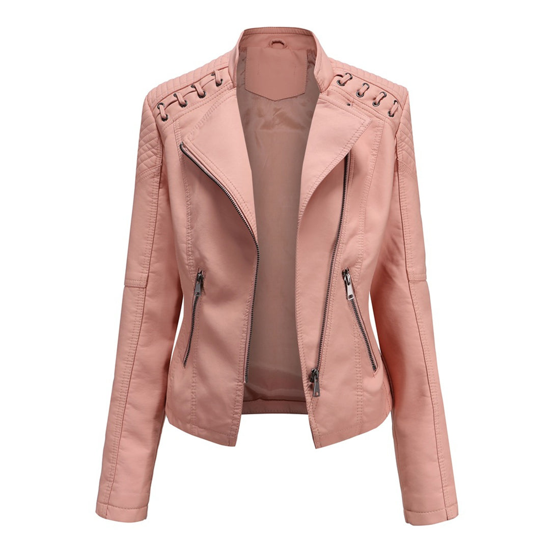 Zip Elegance - Stylish leather jacket with zip