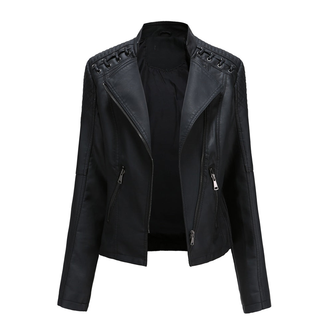 Zip Elegance - Stylish leather jacket with zip