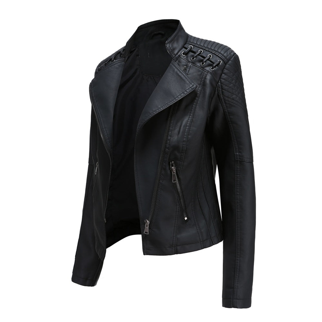 Zip Elegance - Stylish leather jacket with zip