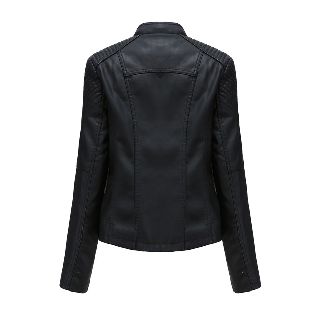 Zip Elegance - Stylish leather jacket with zip