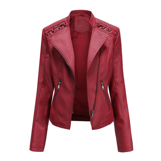 Zip Elegance - Stylish leather jacket with zip