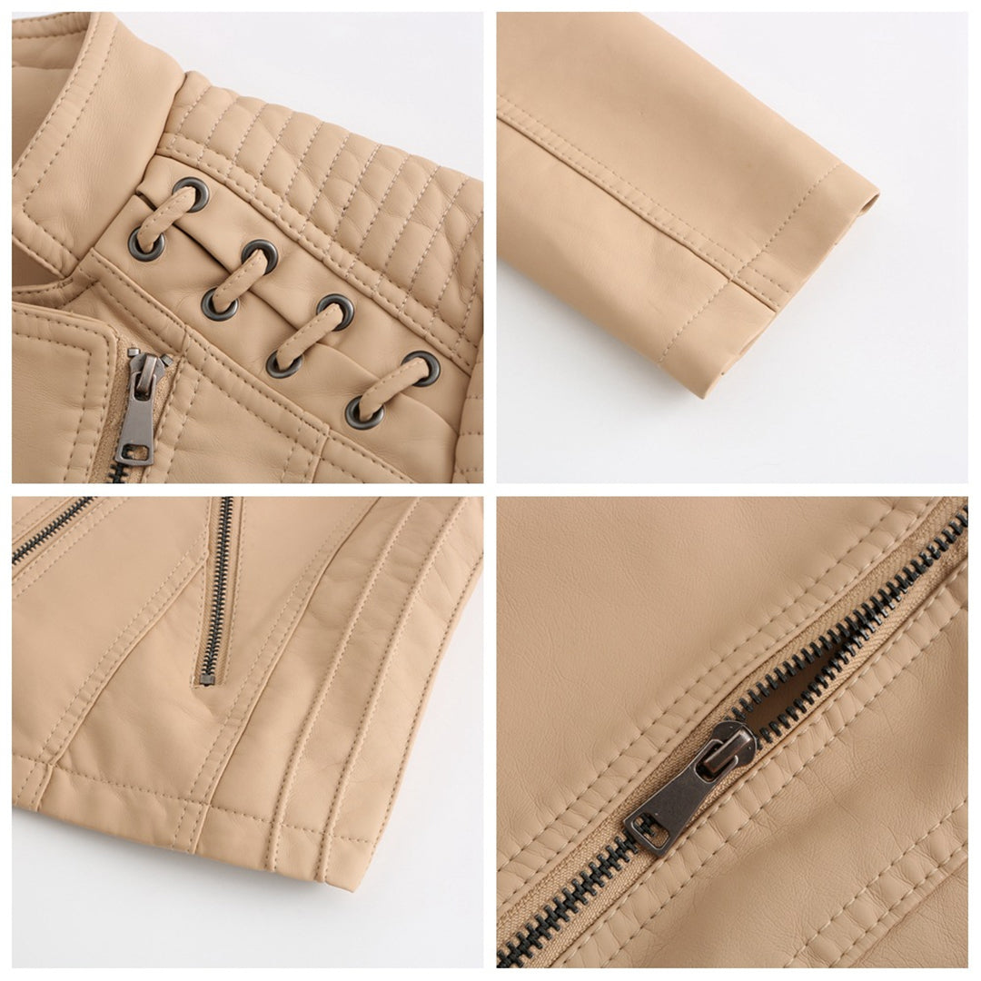 Zip Elegance - Stylish leather jacket with zip