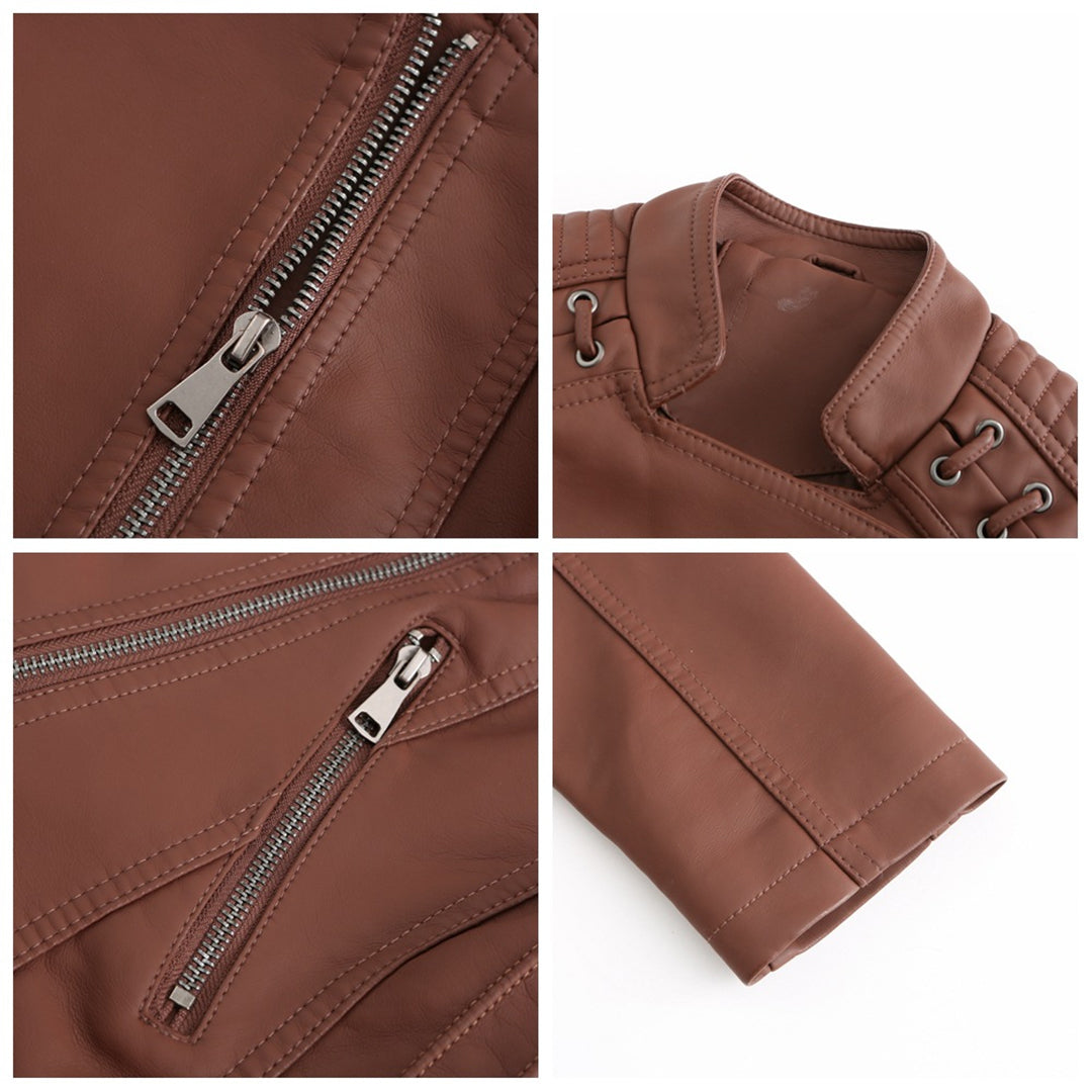 Zip Elegance - Stylish leather jacket with zip