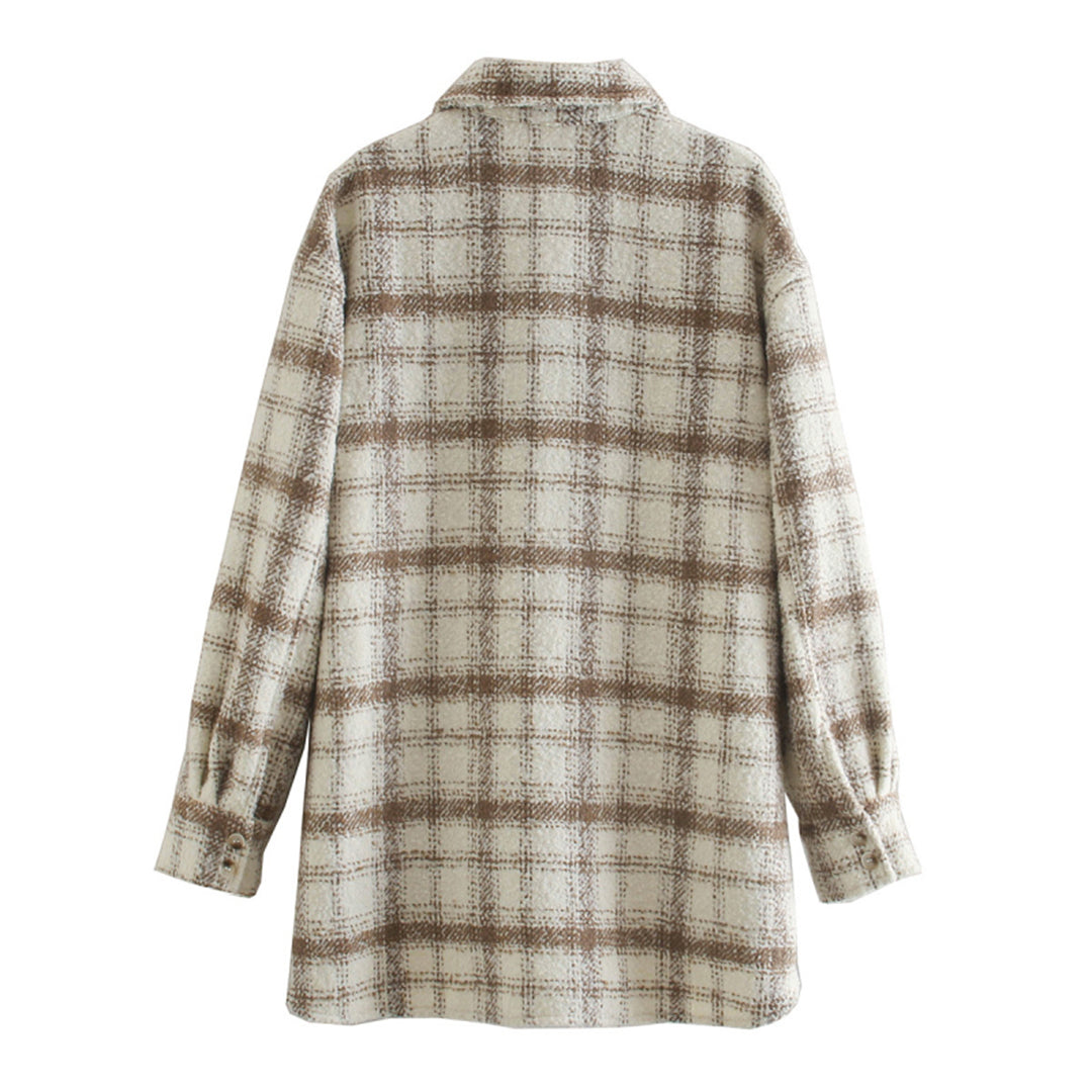 Warming ladies' shirt with checked pattern