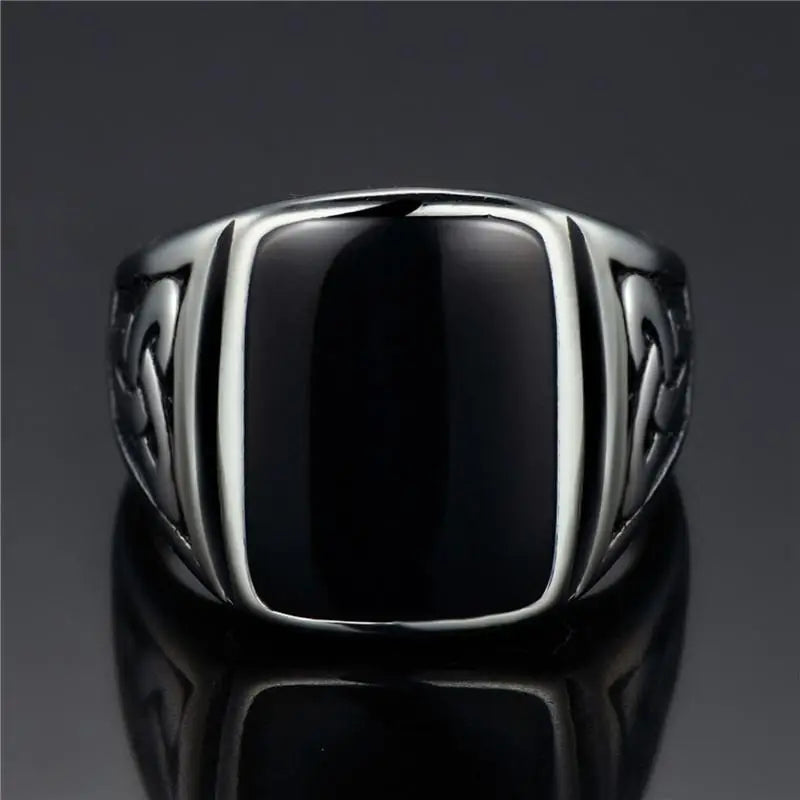 Signet ring made of titanium steel with Odin symbol