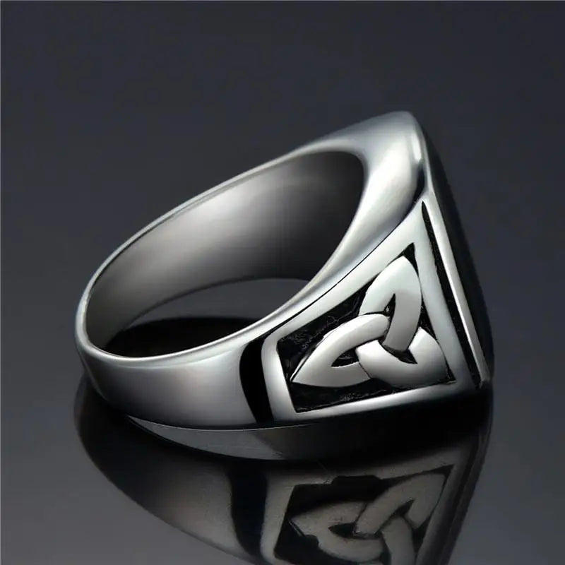 Signet ring made of titanium steel with Odin symbol