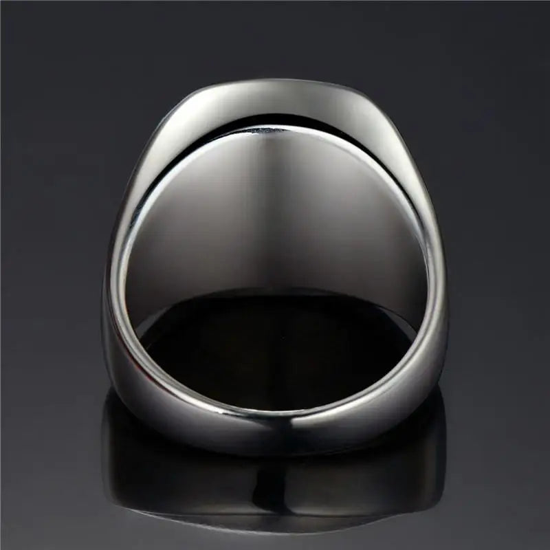 Signet ring made of titanium steel with Odin symbol