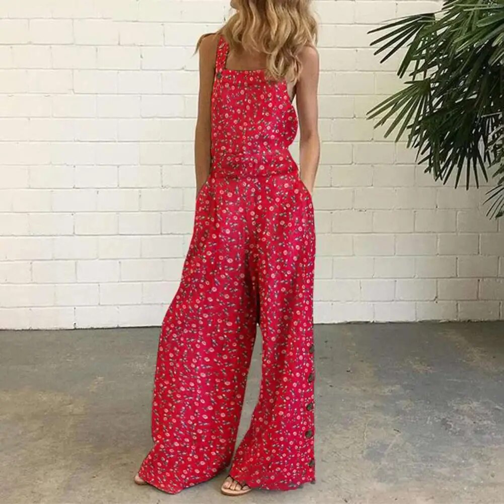 Floral Print Jumpsuit with High Waist