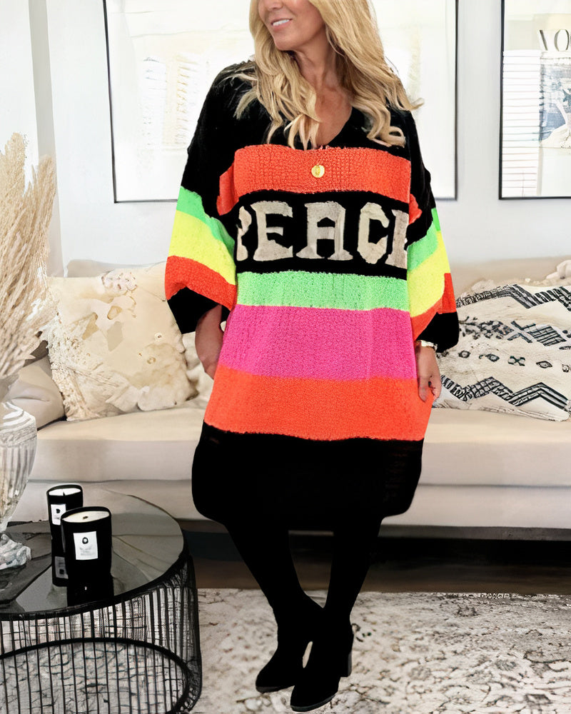 Peaceful rainbow knitted sweater