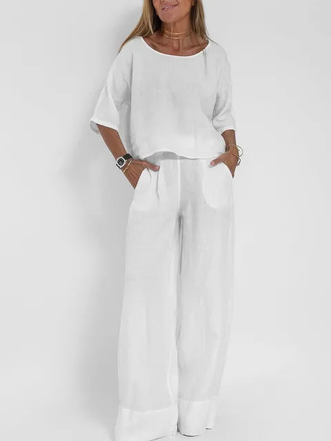 Chic two-piece set made of cotton and hemp