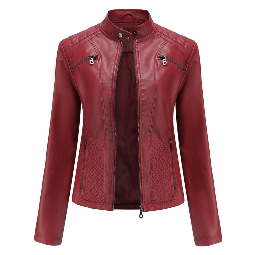 Leather biker jacket for spring