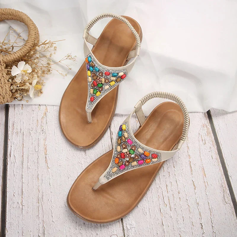 Retro bohemian flat heel sandals