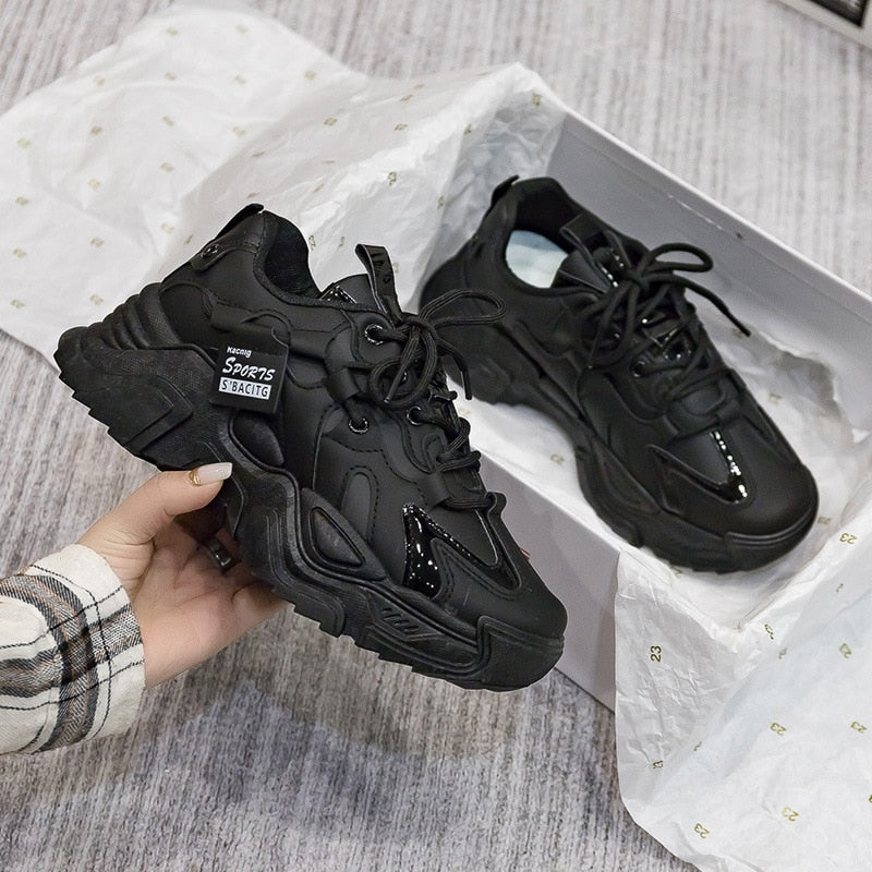 Chunky sneakers in faux leather