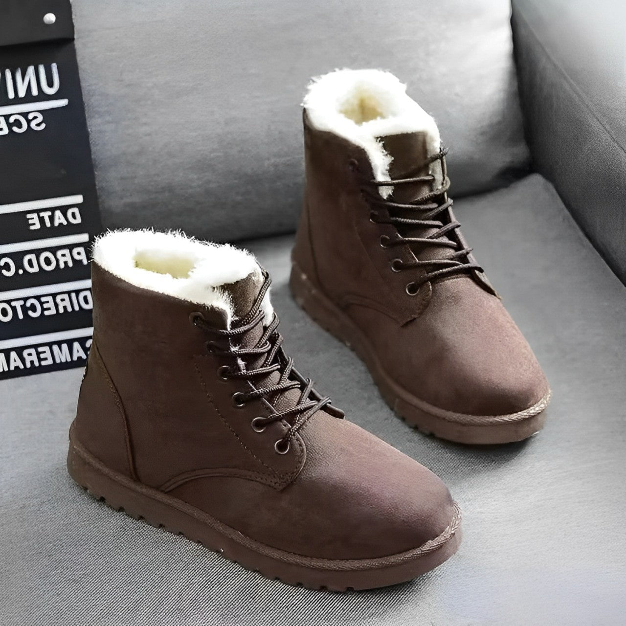 Women's Warm Lace-Up Winter Boots - Cozy and Stylish Footwear for Cold Weather