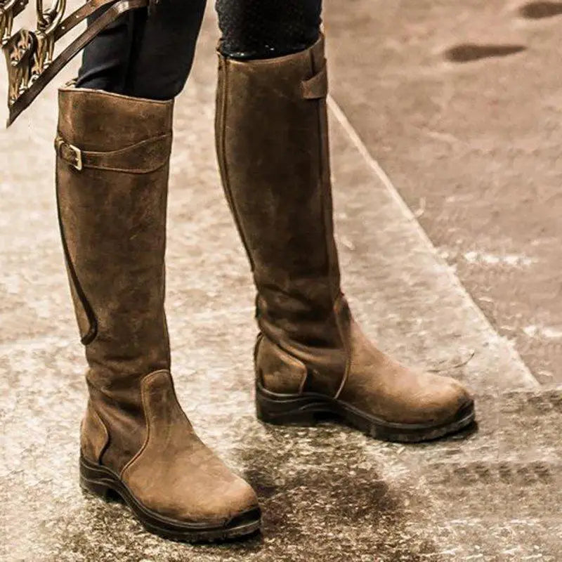 Elegant knee-high boots with buckle accent