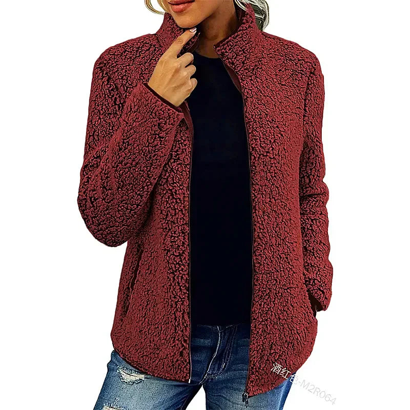 Women - Fleece Jacket - Cozy Warmth for Winter - Stylish Ladies Outerwear