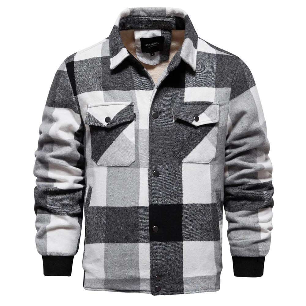 Men's Flannel Checked Winter Coat