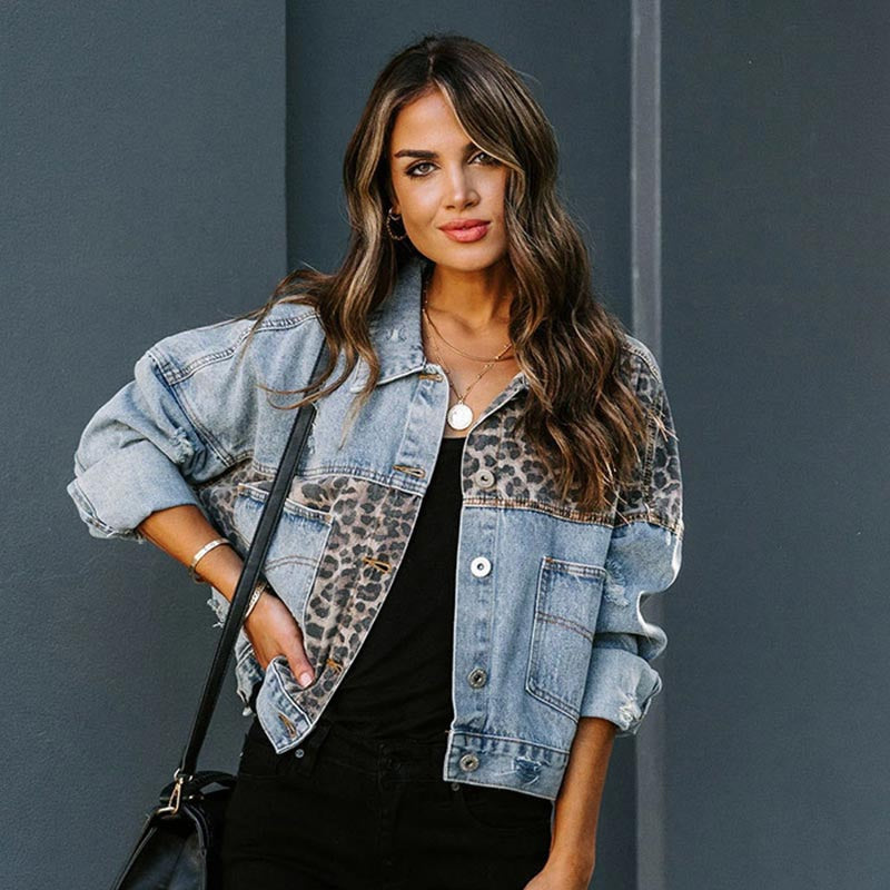 Leopard denim jacket