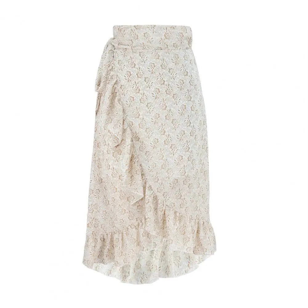 Flowing midi skirt with lace overlay