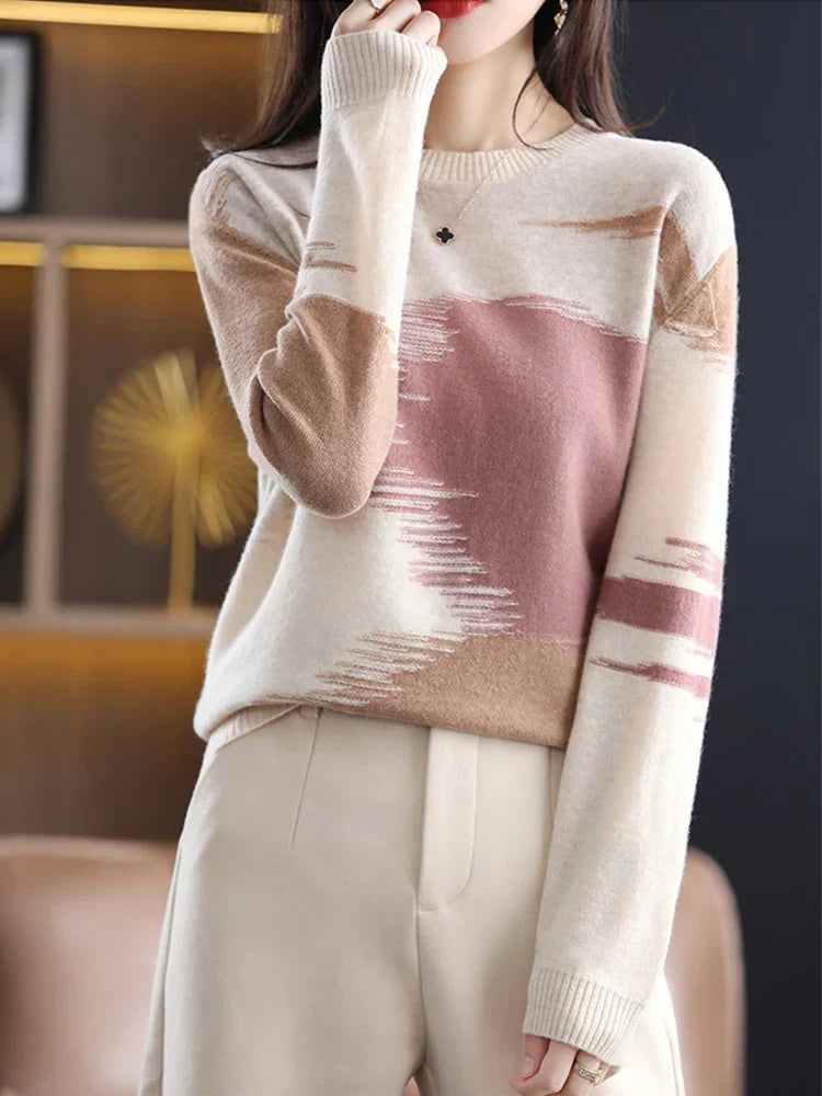 Cashmere Ladies Sweater with Tie-Dye Design