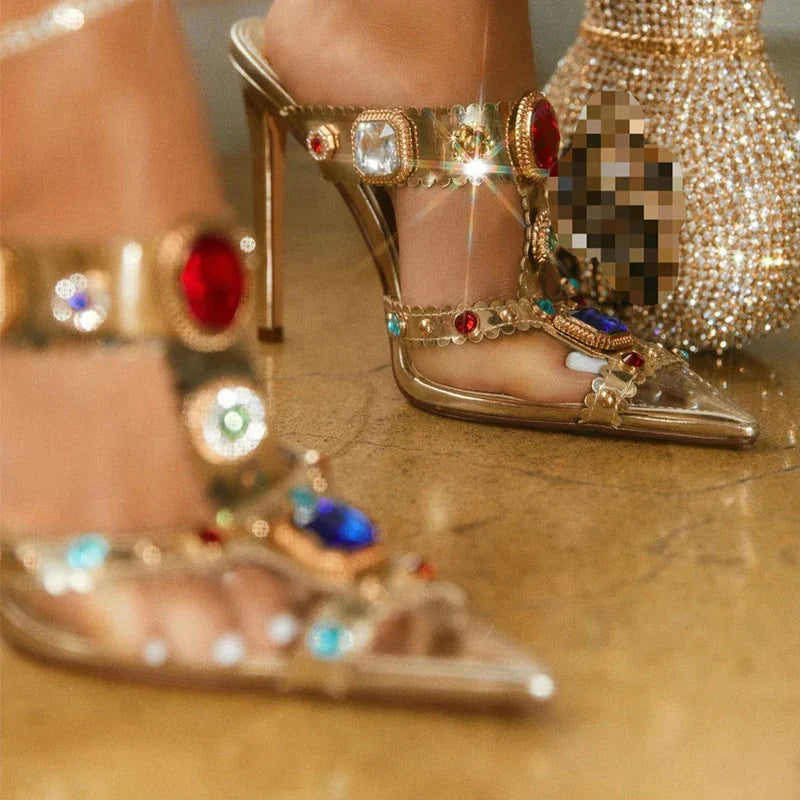 Jewelled stilettos with transparent design