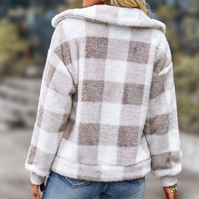 Chequered fleece jacket